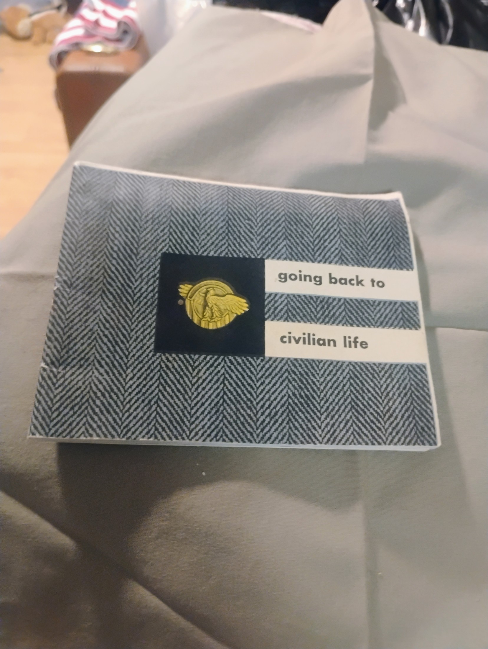Military discharge greeting card — 'going back to civilian life'