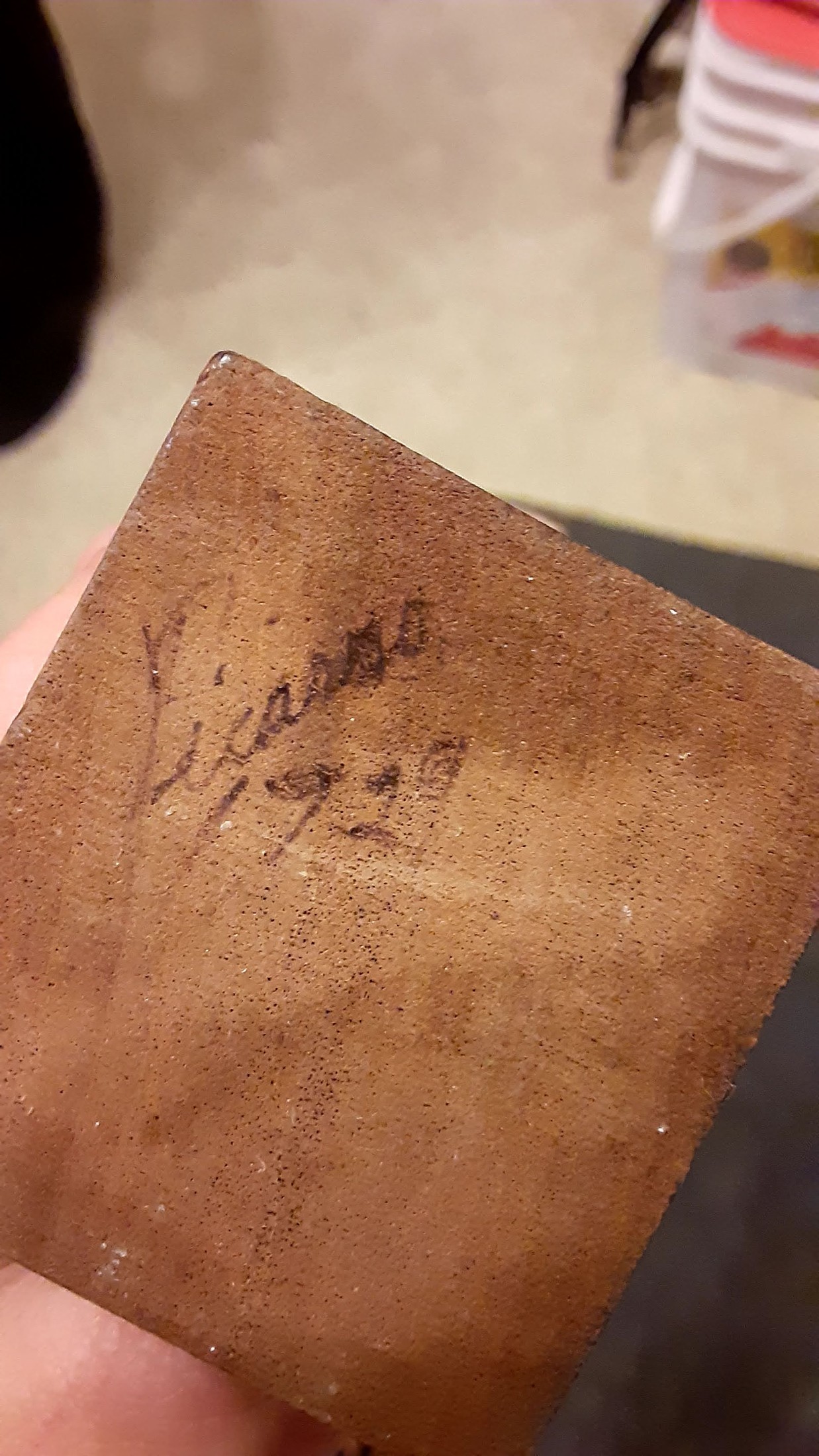 Handmade Signed and Dated Terracotta/Earthenware Pottery Tile Fragment