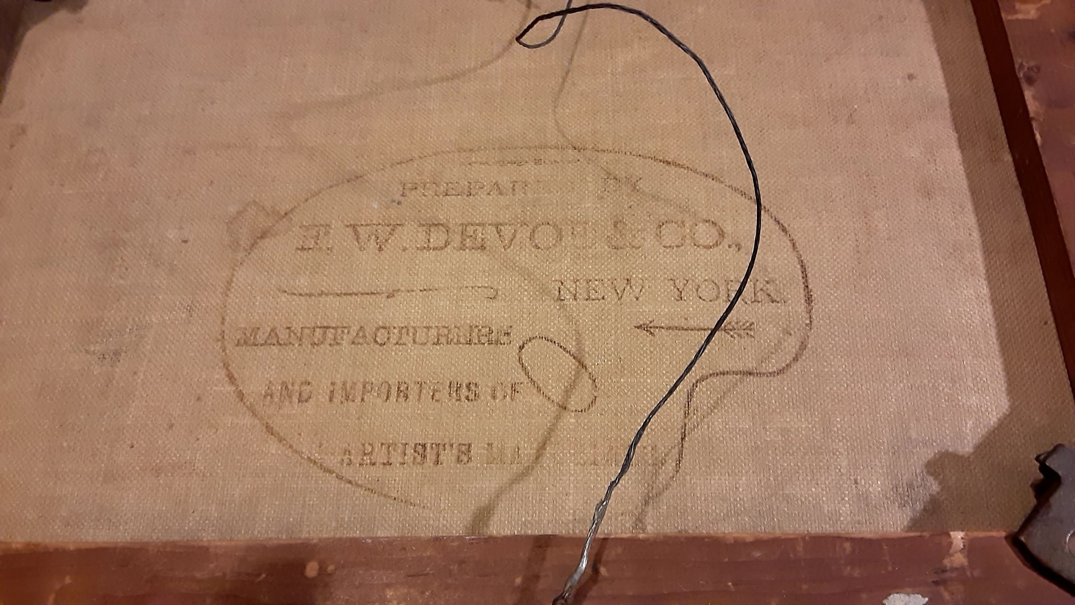 F.W. Devoe & Co. New York Artist's Canvas on Wooden Stretcher (Back/Reverse View)