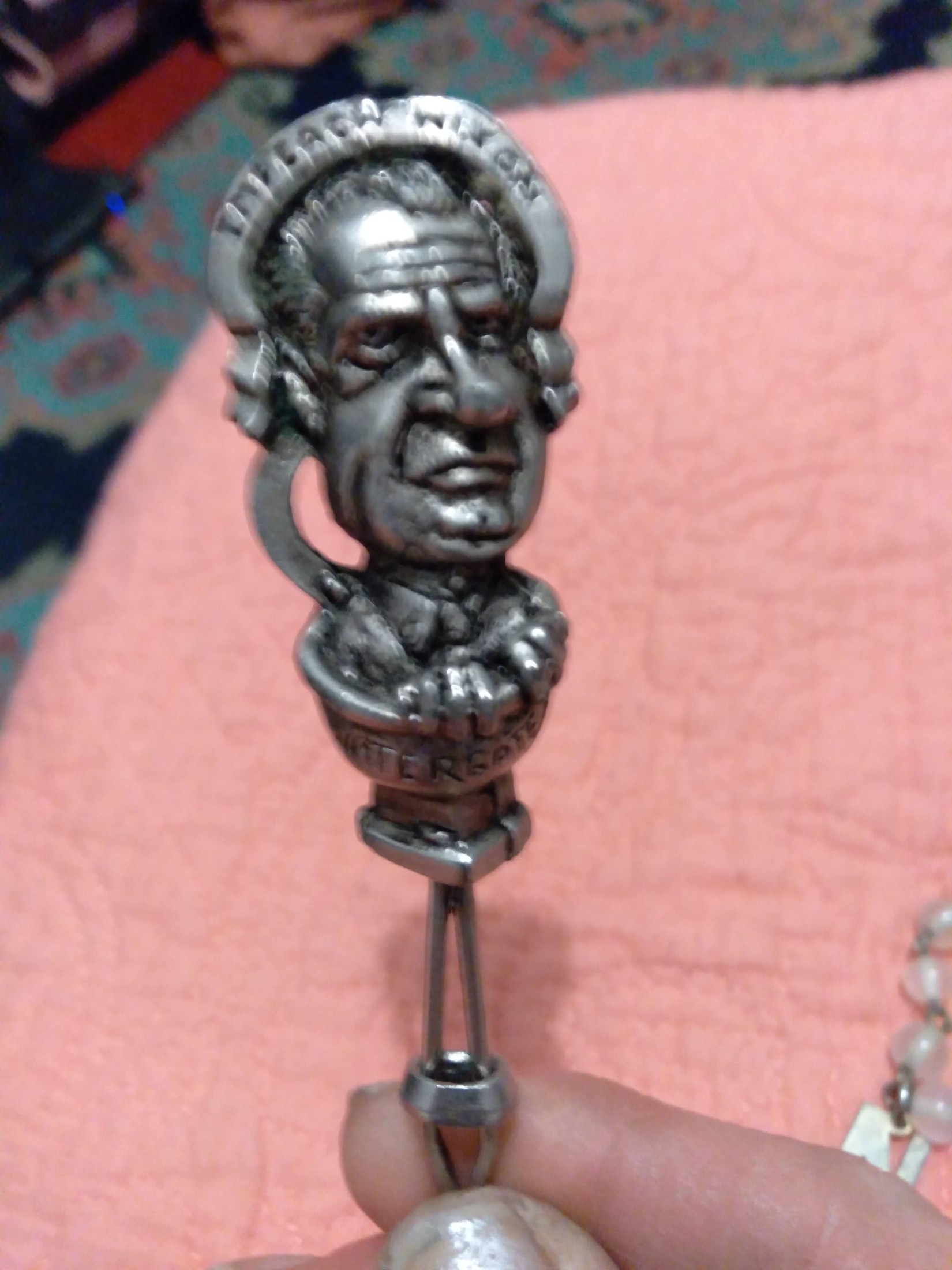 Richard Nixon Satirical Pewter Souvenir Spoon with Caricature Bust Handle