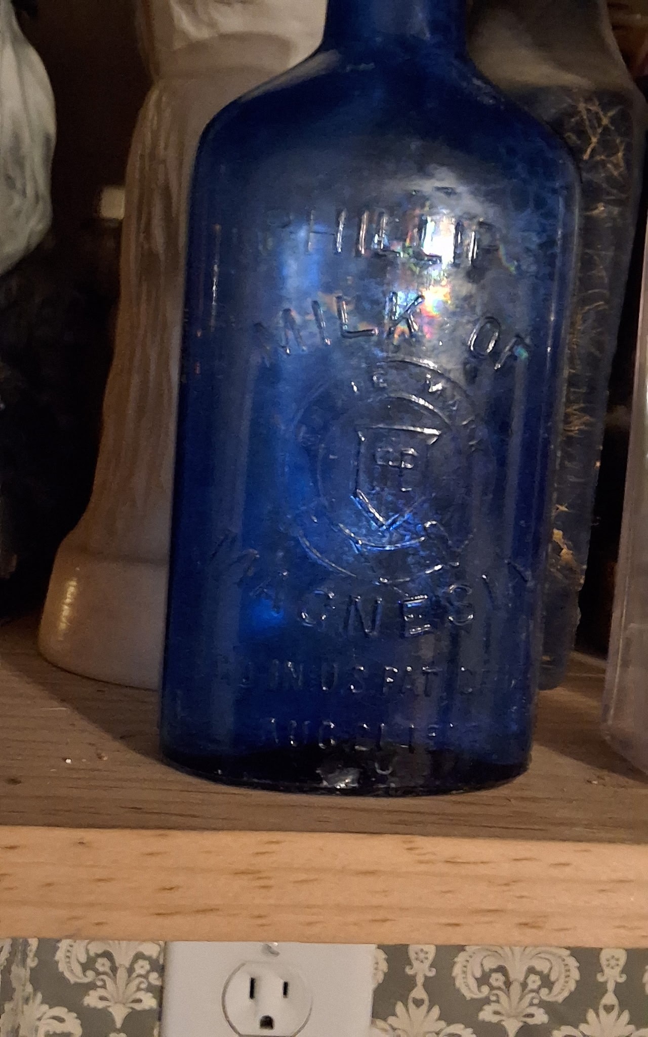 Phillips' Milk of Magnesia Cobalt Blue Embossed Medicine Bottle