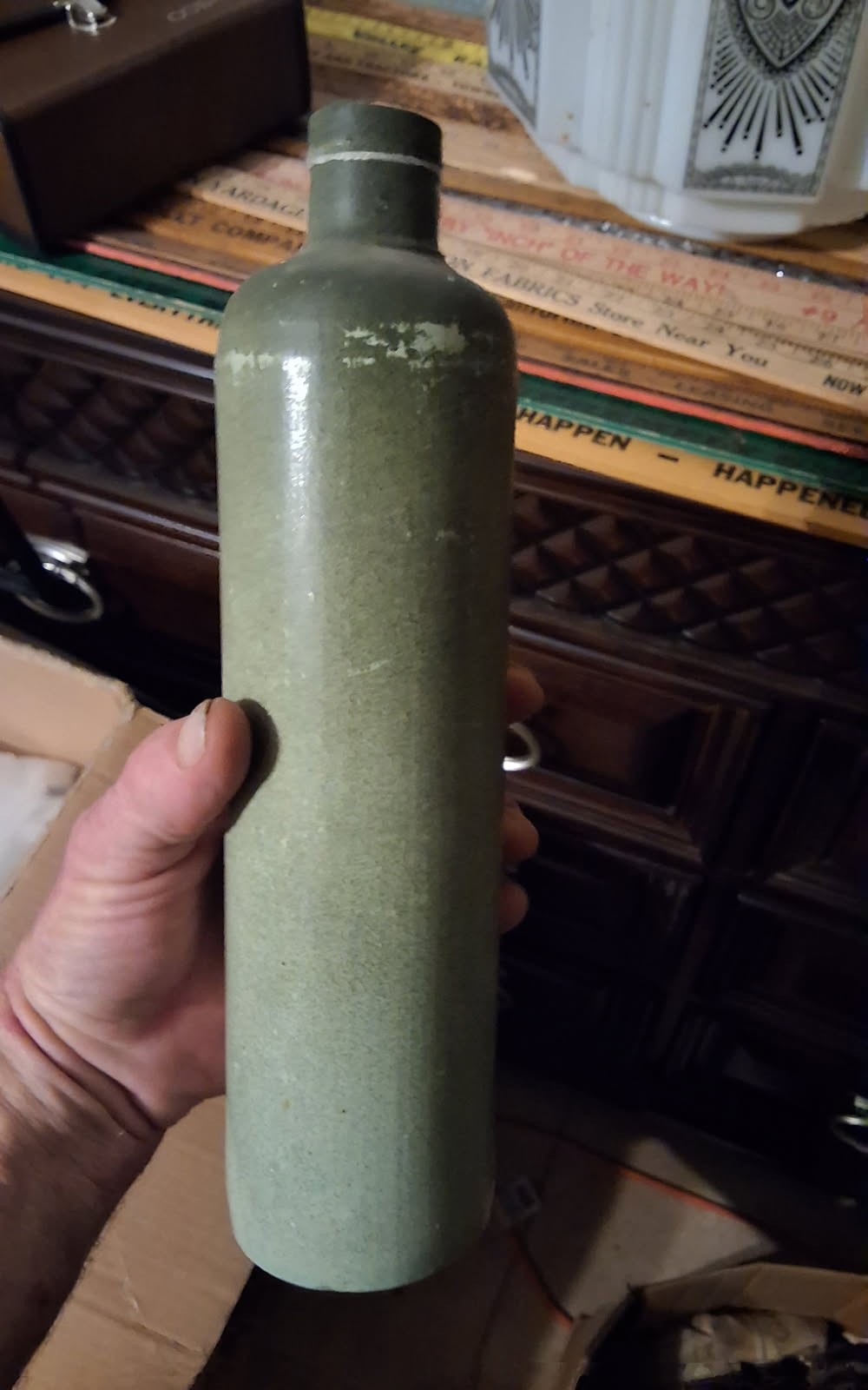 Antique Salt-Glazed Stoneware Bottle / Ink or Spirits Flask