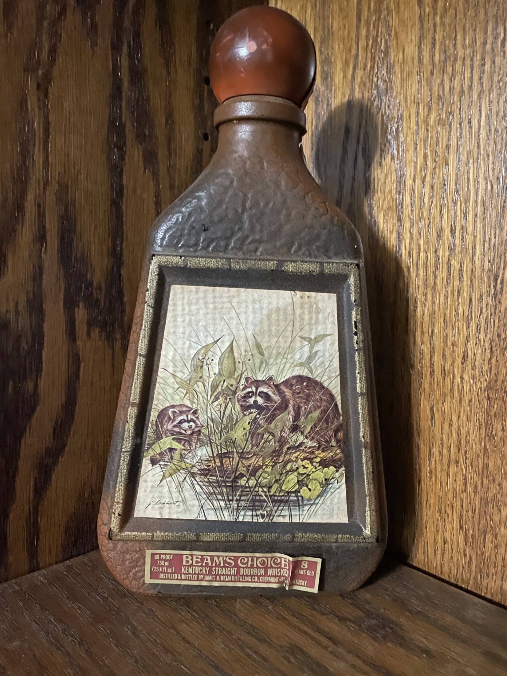 Jim Beam's Choice Kentucky Straight Bourbon Whiskey Leather-Wrapped Raccoon Decanter