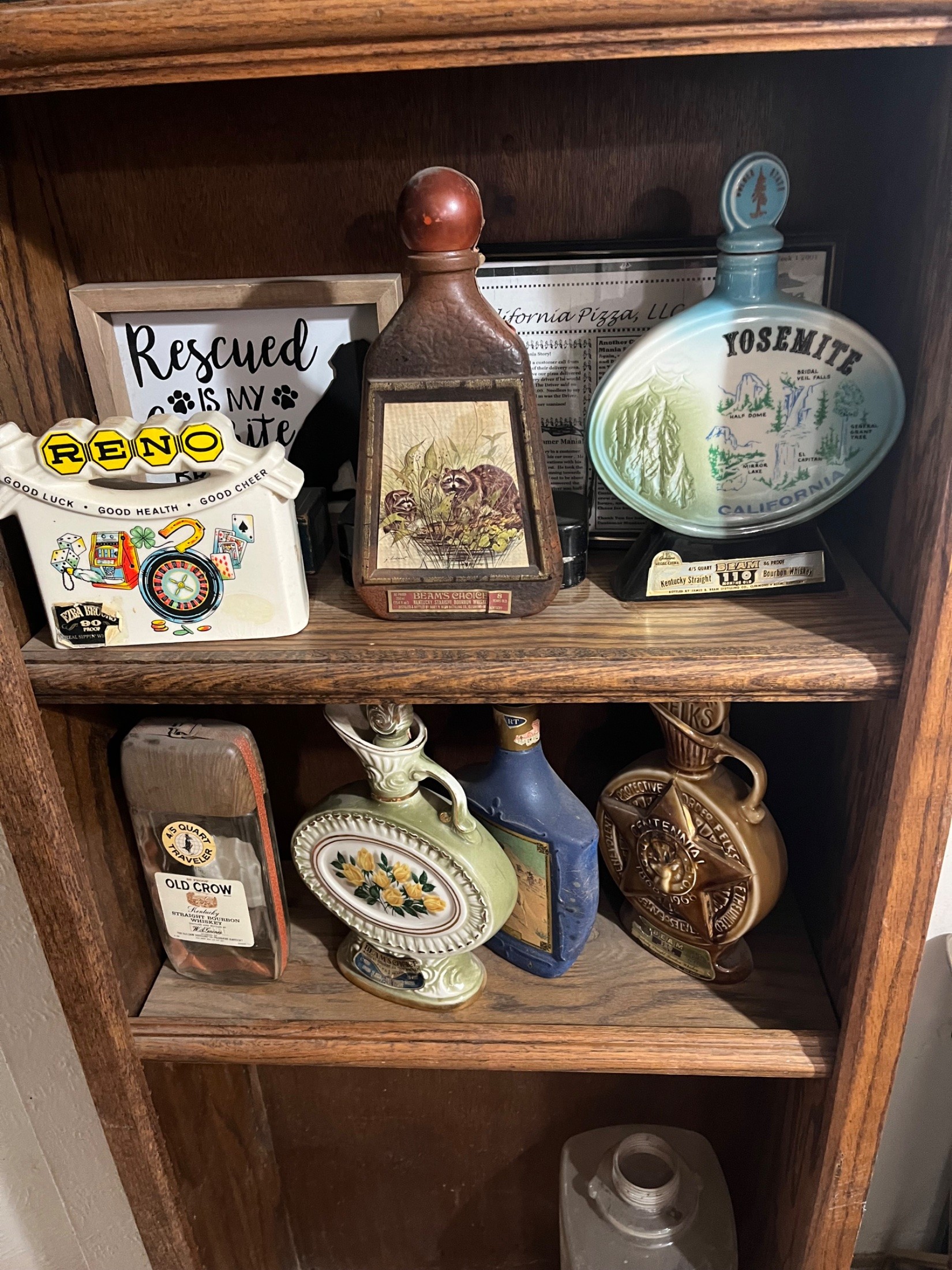 Jim Beam & Old Crow Ceramic Whiskey Decanter Collection (7 pieces)