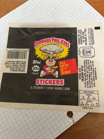 Garbage Pail Kids Series 5 Empty Wax Wrapper/Pack — Topps, 1986