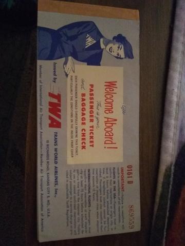 TWA Trans World Airlines Vintage Passenger Ticket and Baggage Check Booklet